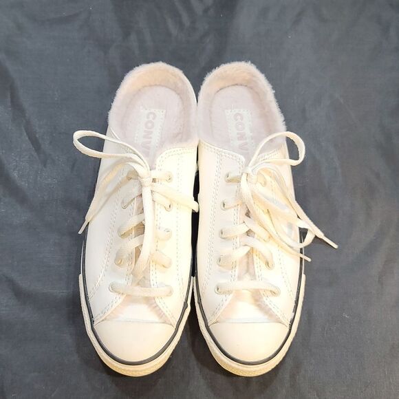 CONVERSE ALL STAR IVORY SLIP On SHOES PINK FUR INTERIOR - Picture 4 of 16